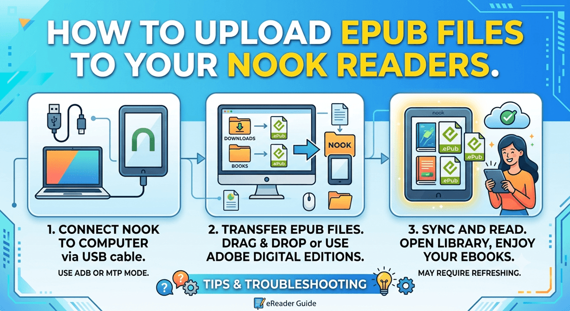 How to upload ePub files to your Nook readers.